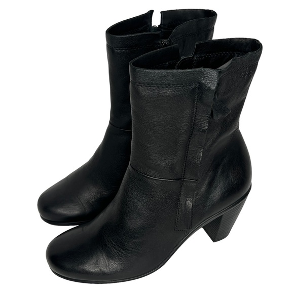Ecco Black Double Zip Round Toe Mid Calf Leather Boots Size 40 EU / 9 -9.5 US - Picture 13 of 14